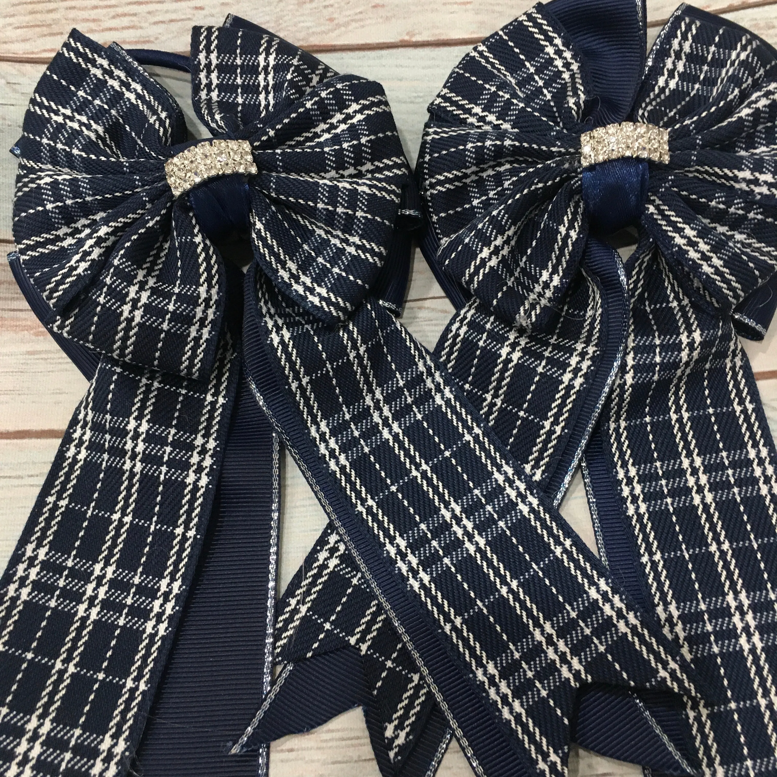 💙 Show Bows: Navy Plaid/Navy