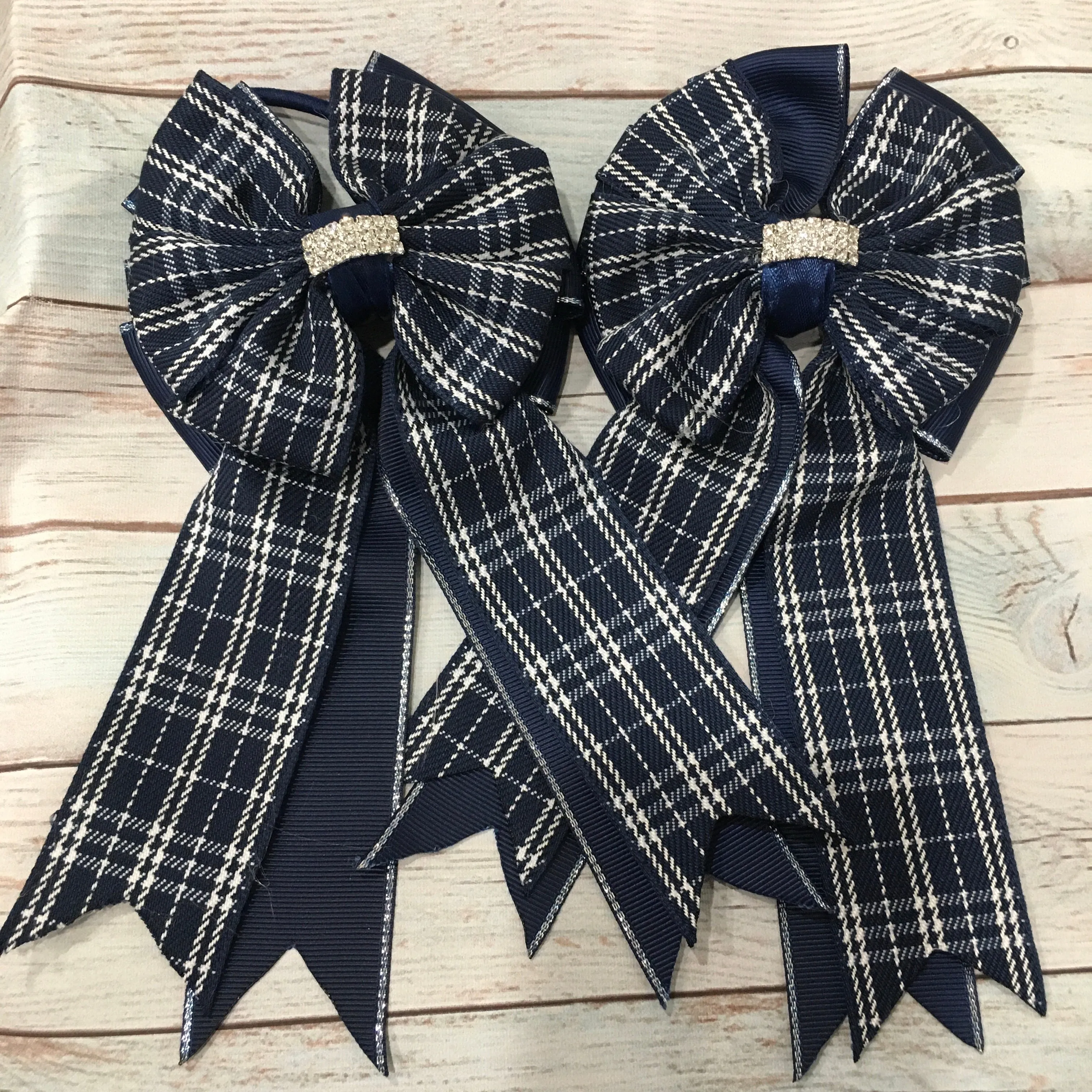 💙 Show Bows: Navy Plaid/Navy