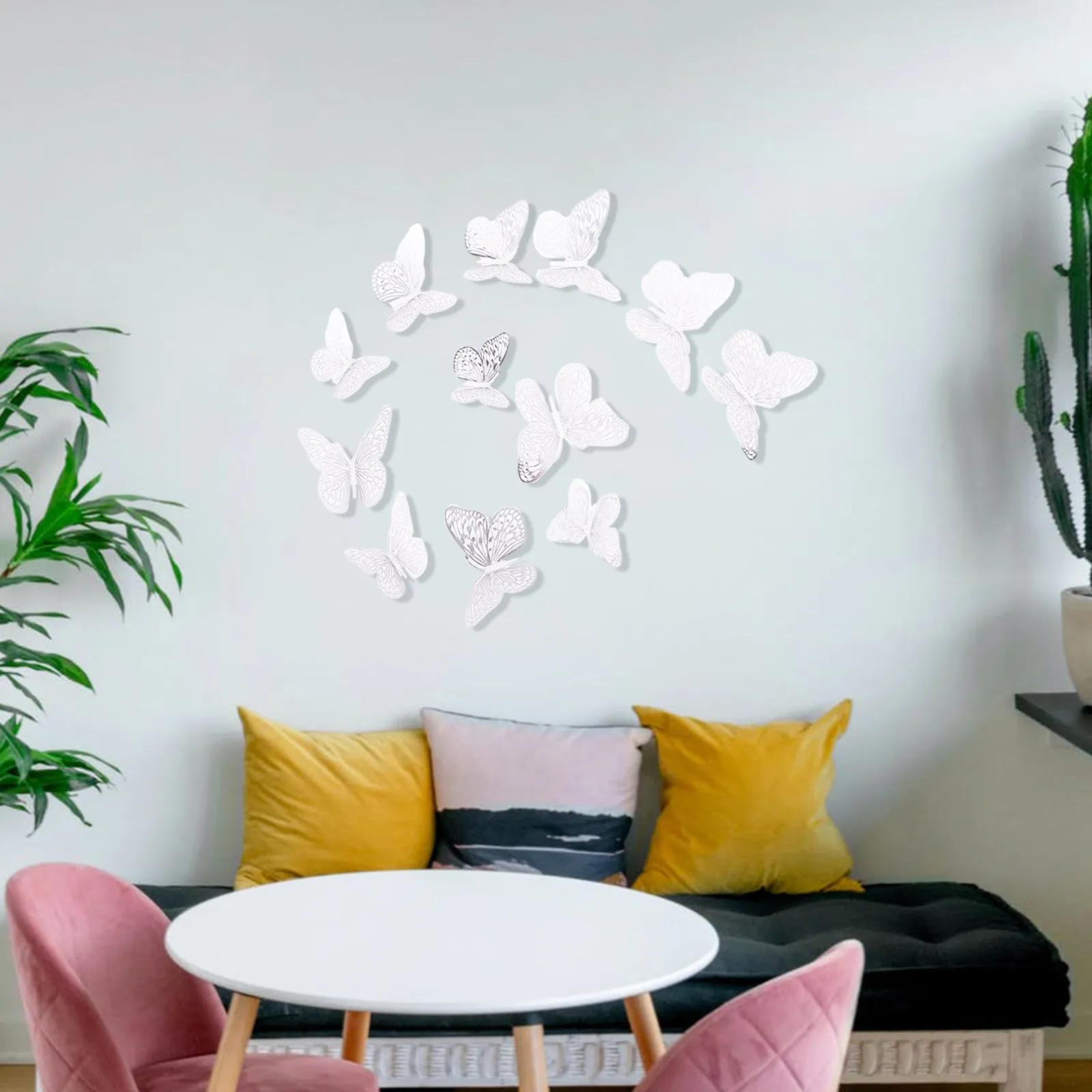 12Pcs Wall Stickers Hollow Out Butterfly Shape Wall Decal 3D Cut-out