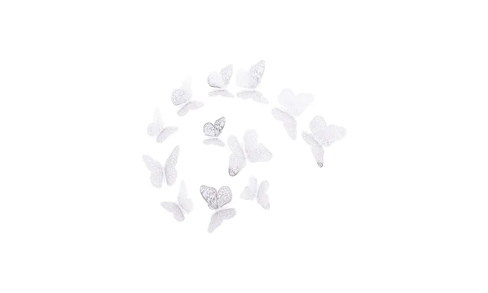 12Pcs Wall Stickers Hollow Out Butterfly Shape Wall Decal 3D Cut-out