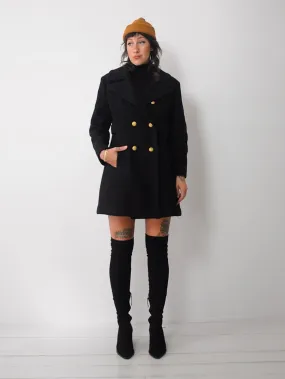 1960's Black Wool Peacoat