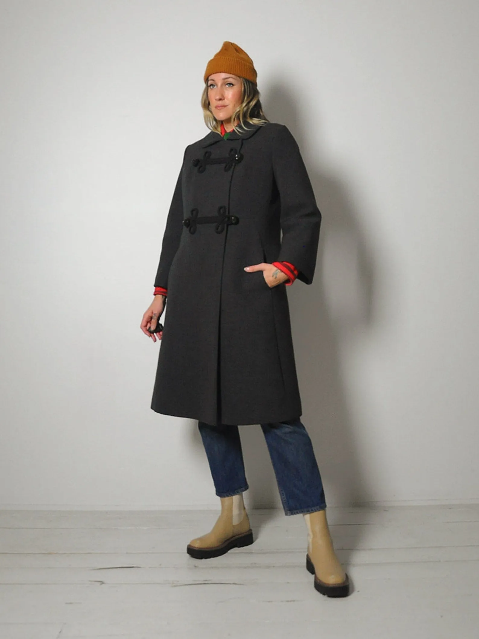 1960's Charcoal Wool Peacoat