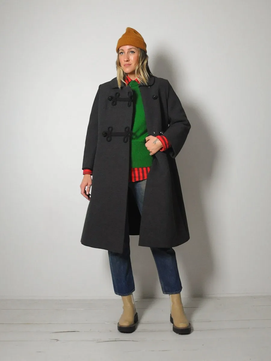 1960's Charcoal Wool Peacoat