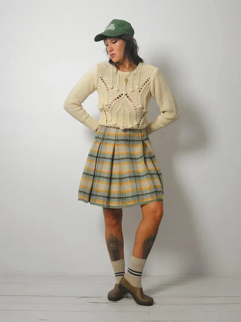 1960's Wool Tartan Plaid Skirt