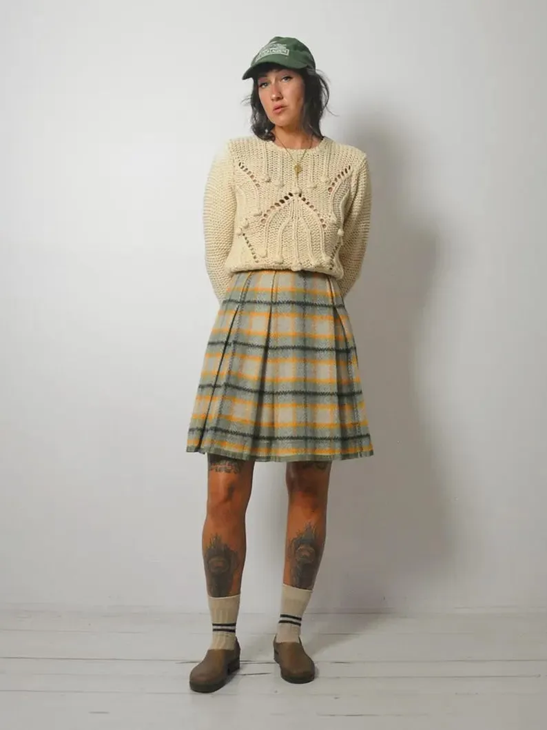 1960's Wool Tartan Plaid Skirt