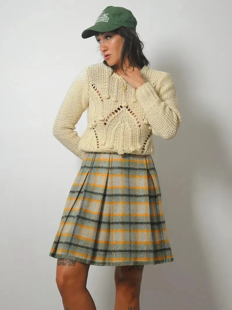 1960's Wool Tartan Plaid Skirt