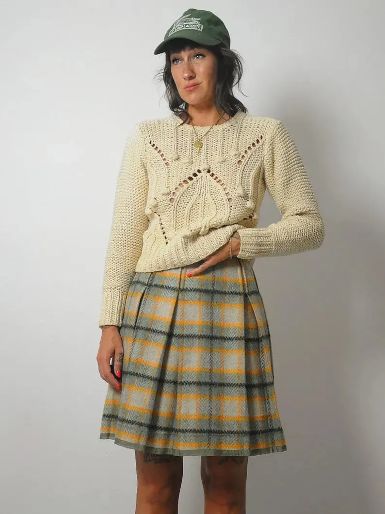 1960's Wool Tartan Plaid Skirt