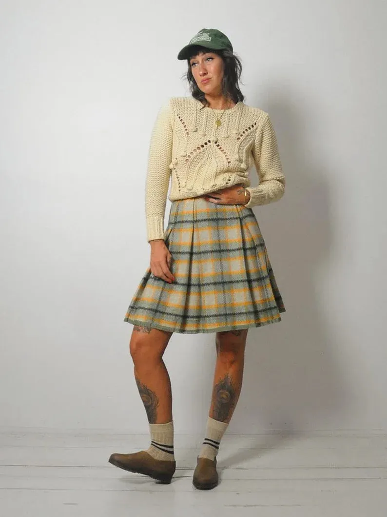 1960's Wool Tartan Plaid Skirt