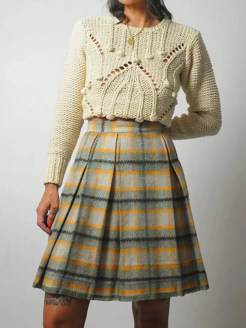 1960's Wool Tartan Plaid Skirt