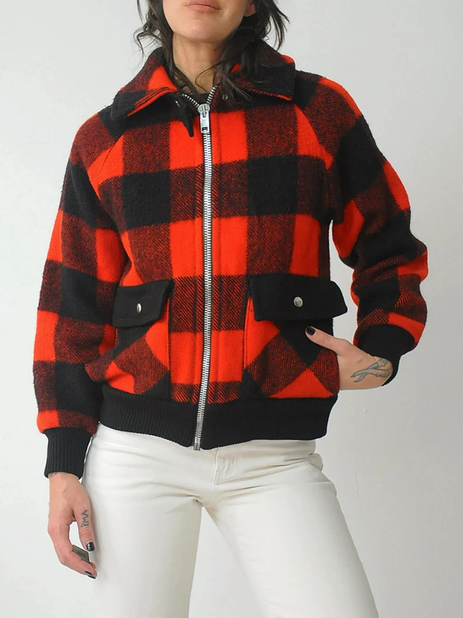 1970's Buffalo Plaid Wool Bomber