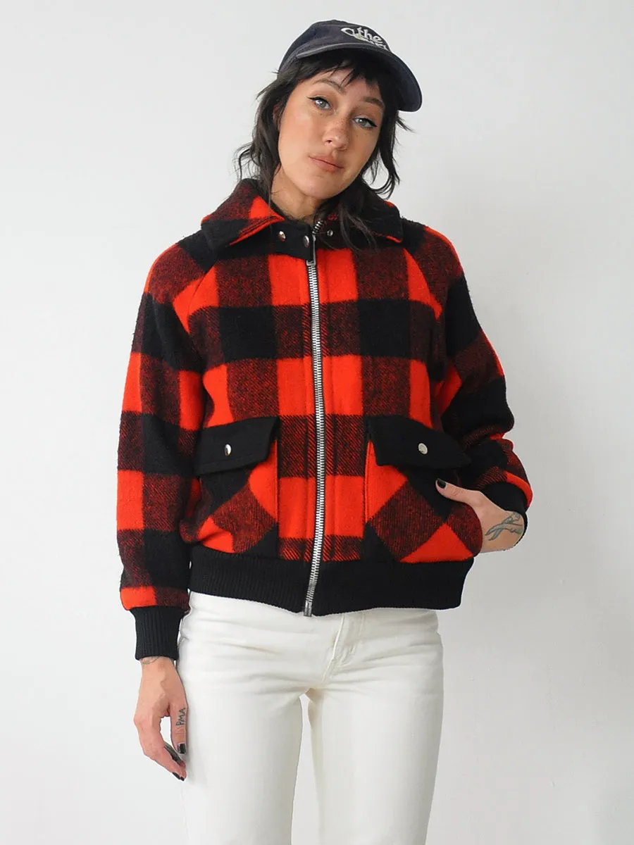 1970's Buffalo Plaid Wool Bomber