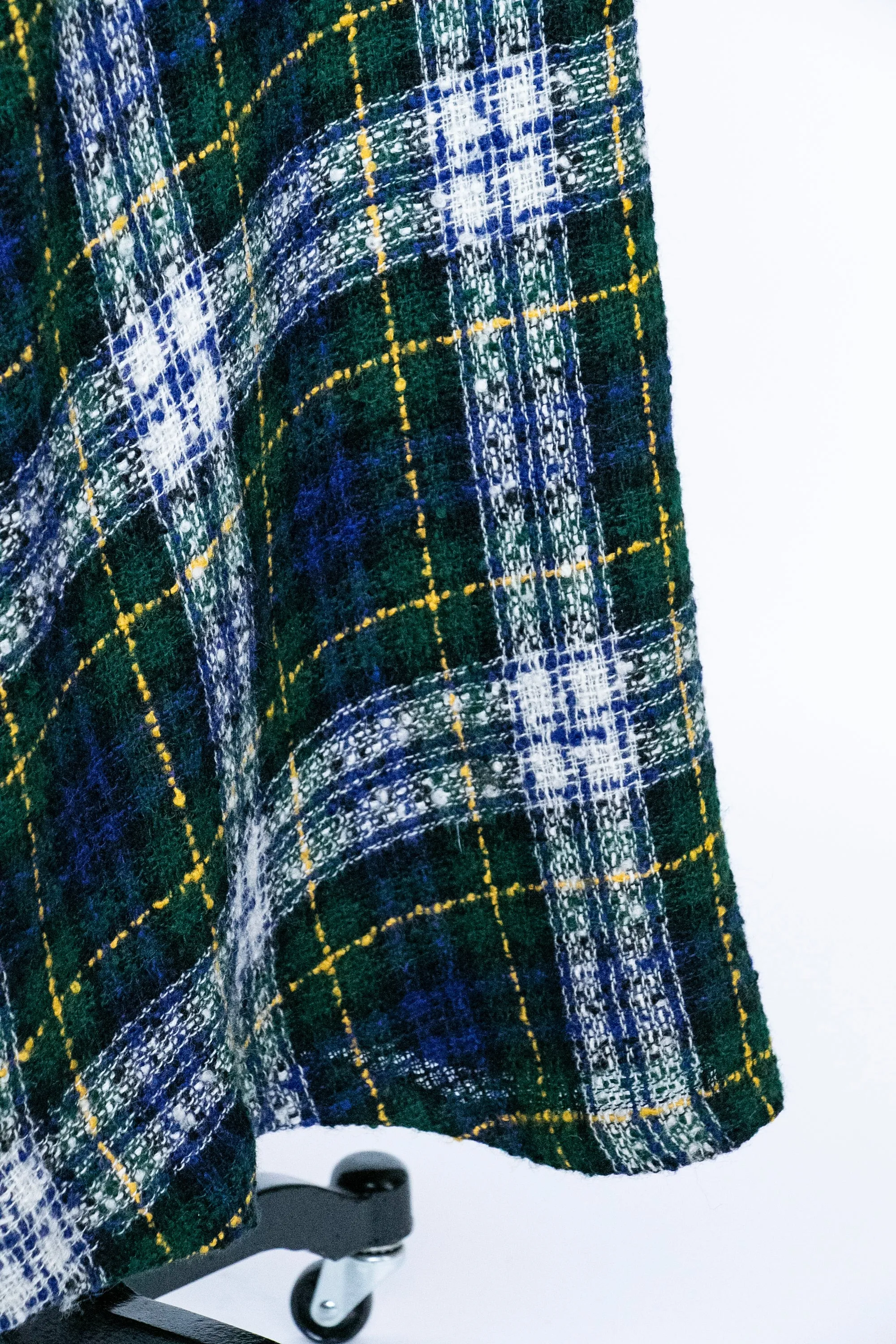 1970s Full Maxi Skirt Wool Tartan Plaid Long S