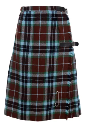 1970's Vintage Blue & Brown Child's Wool Blanket Kilt Skirt