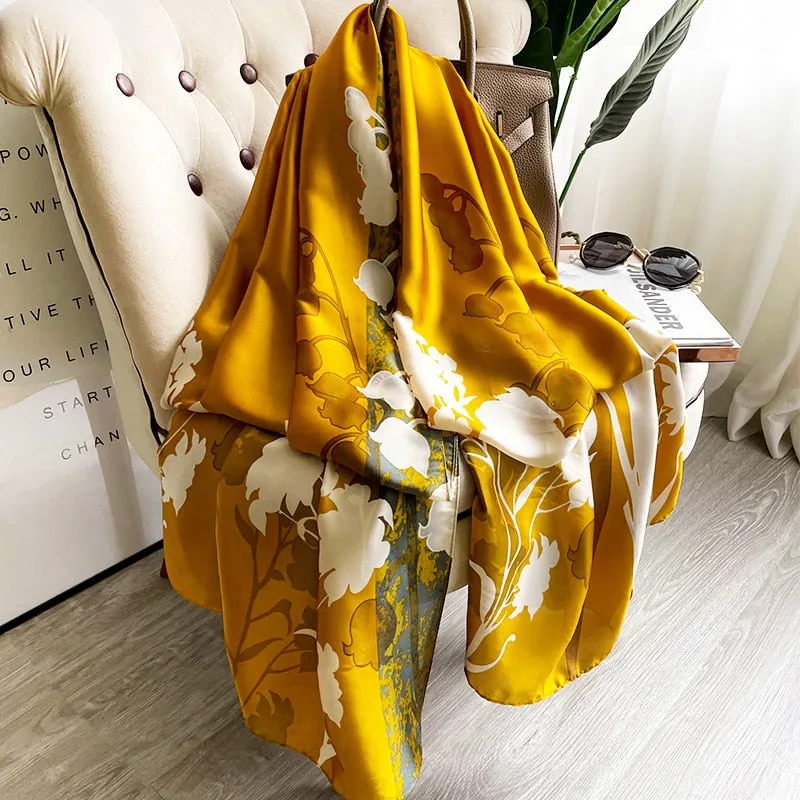 2022 Brand Designer Silk Scarf Female Foulard Bandana Long Shawls Wraps Winter Neck Scarves Pashmina Lady Hijab Luxury New