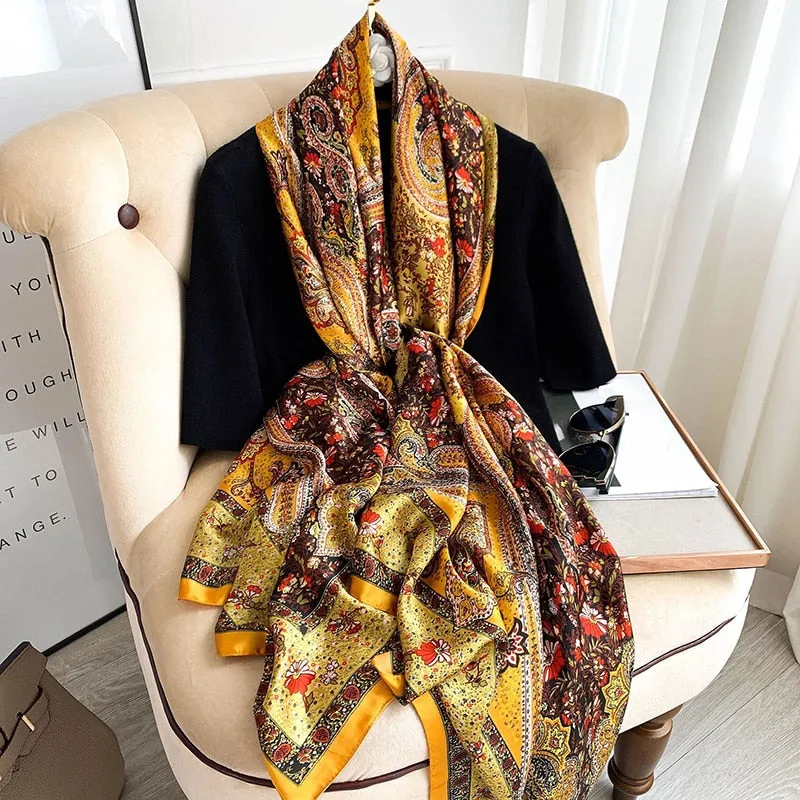 2022 Brand Designer Silk Scarf Female Foulard Bandana Long Shawls Wraps Winter Neck Scarves Pashmina Lady Hijab Luxury New