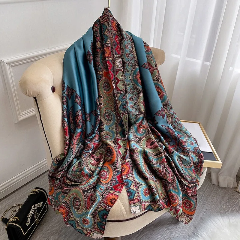 2022 Brand Designer Silk Scarf Female Foulard Bandana Long Shawls Wraps Winter Neck Scarves Pashmina Lady Hijab Luxury New