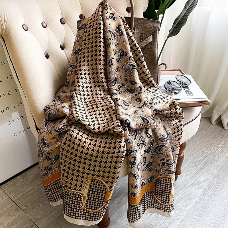 2022 Brand Designer Silk Scarf Female Foulard Bandana Long Shawls Wraps Winter Neck Scarves Pashmina Lady Hijab Luxury New