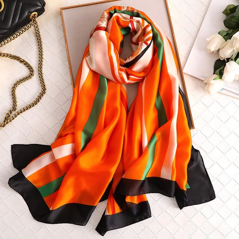 2022 Brand Designer Silk Scarf Female Foulard Bandana Long Shawls Wraps Winter Neck Scarves Pashmina Lady Hijab Luxury New