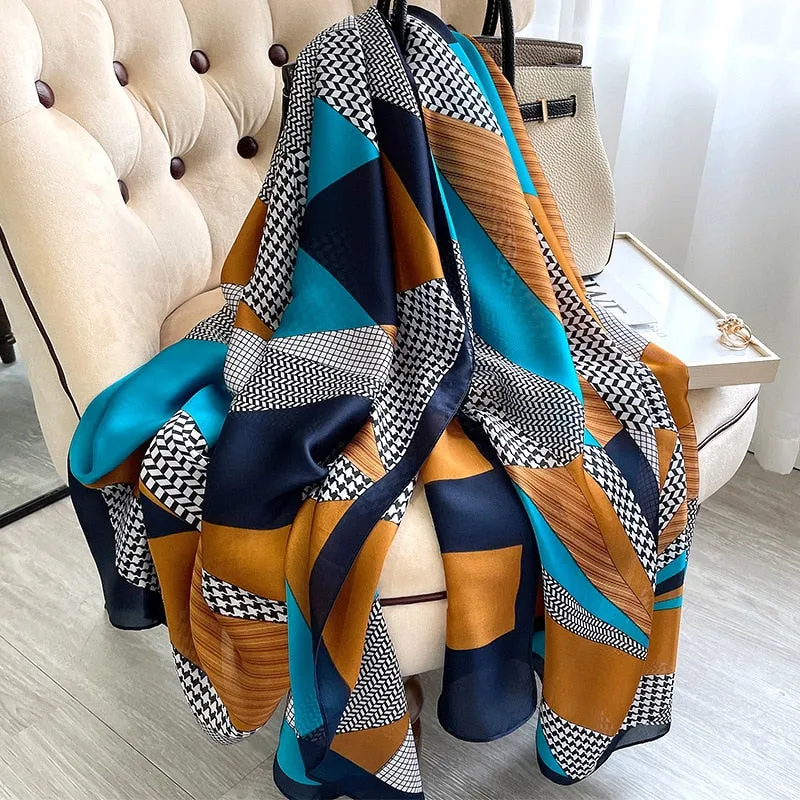 2022 Brand Designer Silk Scarf Female Foulard Bandana Long Shawls Wraps Winter Neck Scarves Pashmina Lady Hijab Luxury New