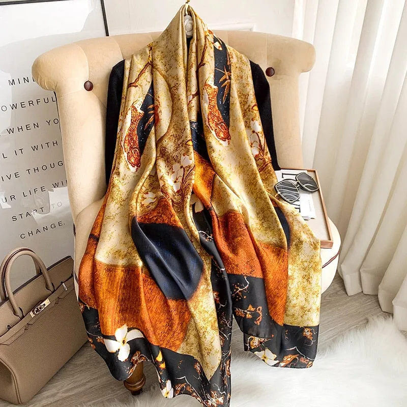 2022 Brand Designer Silk Scarf Female Foulard Bandana Long Shawls Wraps Winter Neck Scarves Pashmina Lady Hijab Luxury New