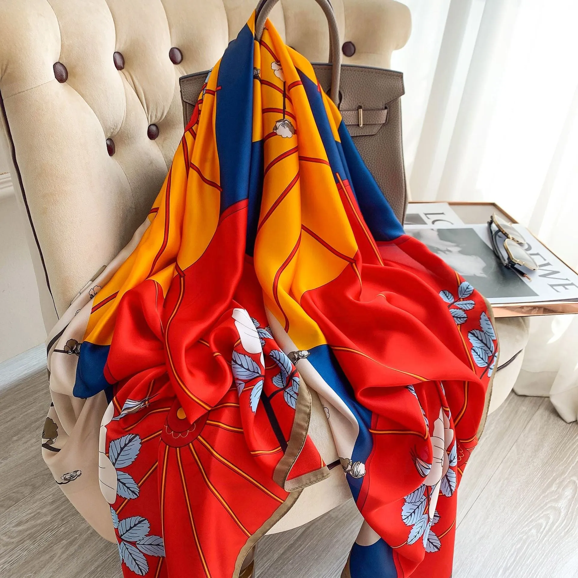 2022 Brand Designer Silk Scarf Female Foulard Bandana Long Shawls Wraps Winter Neck Scarves Pashmina Lady Hijab Luxury New