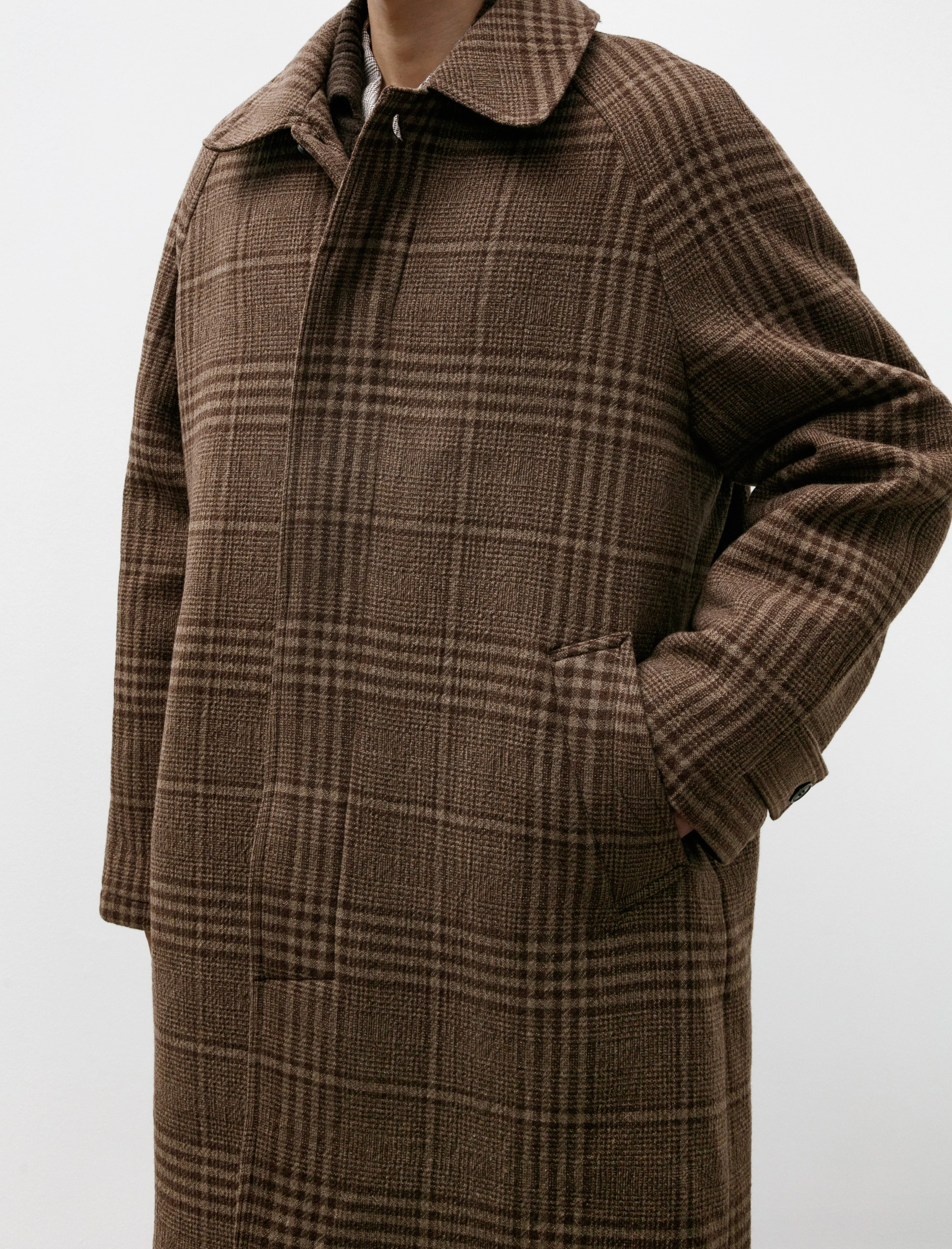 Accession Coat Brown Check Recycled Wool