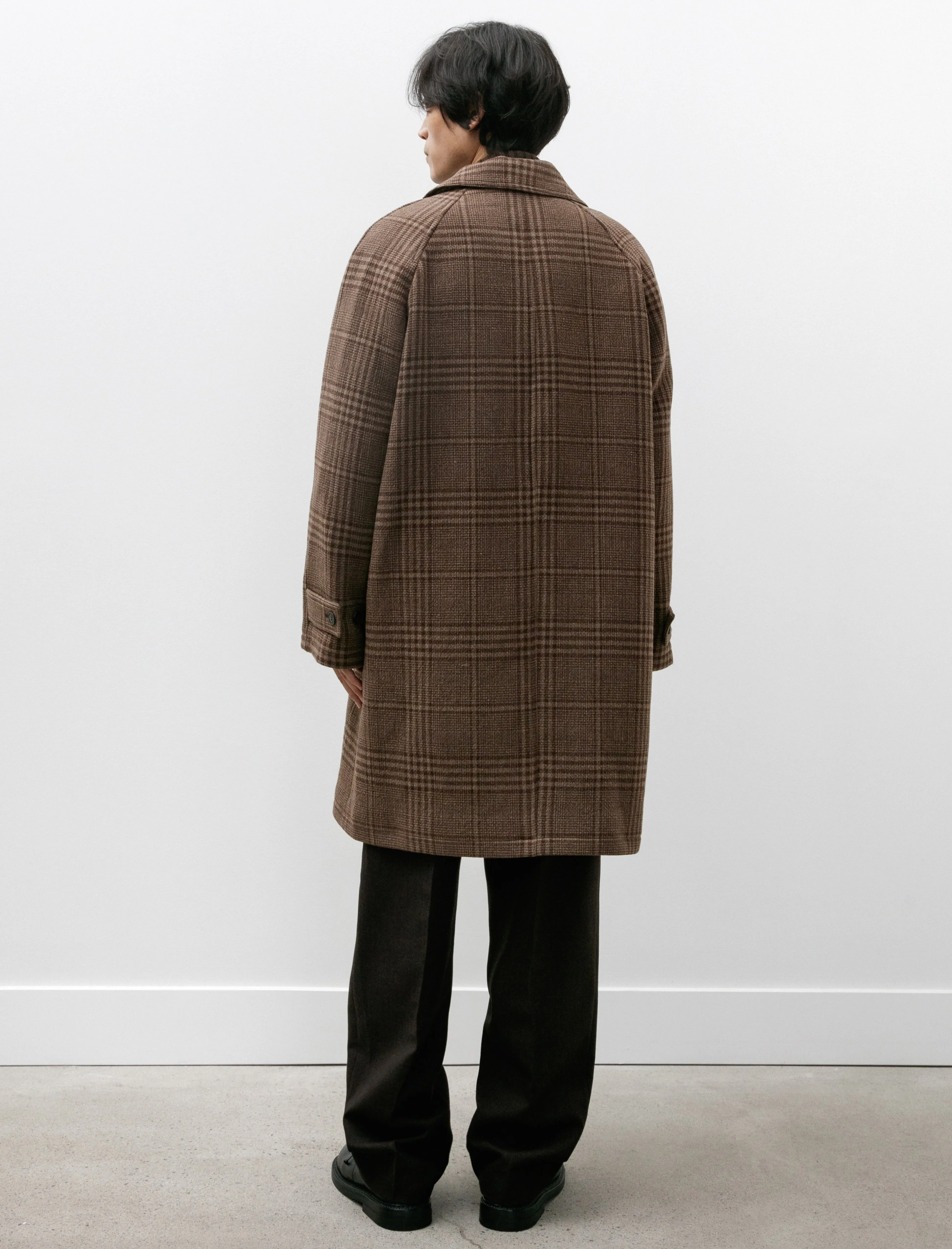 Accession Coat Brown Check Recycled Wool