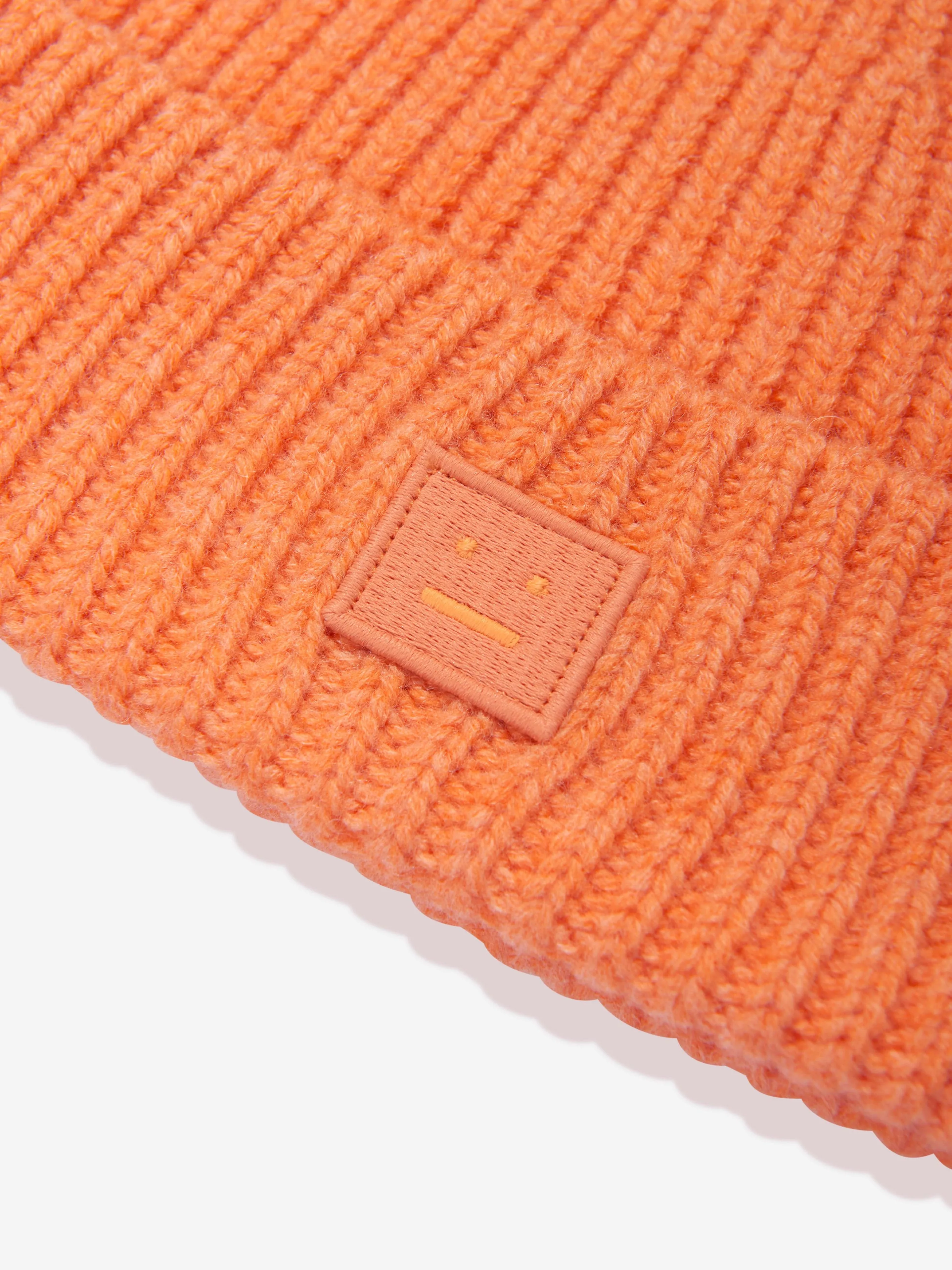 Acne Studios Kids Wool Knitted Beanie Hat in Orange