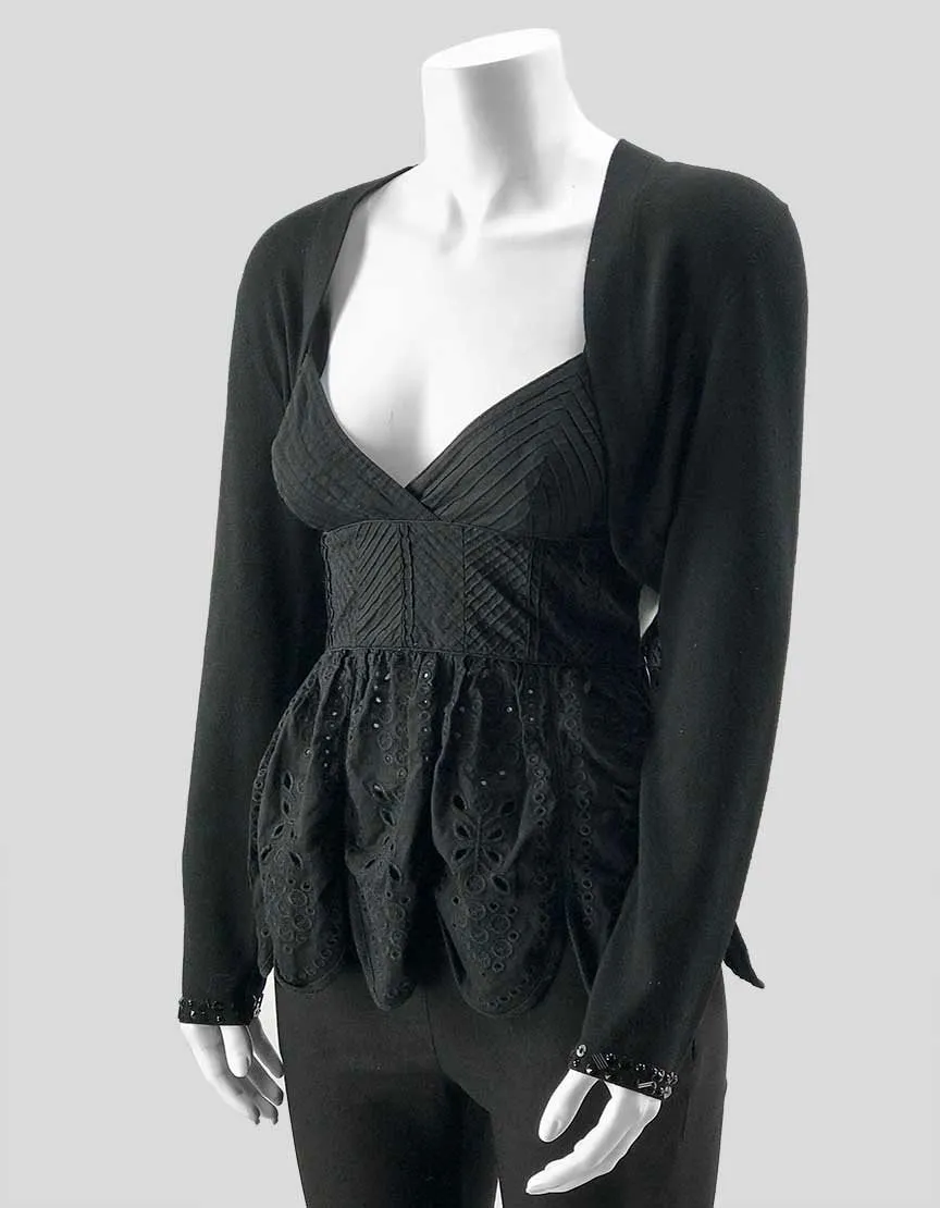 Akris Punto Black Wool Shrug Size 10 US