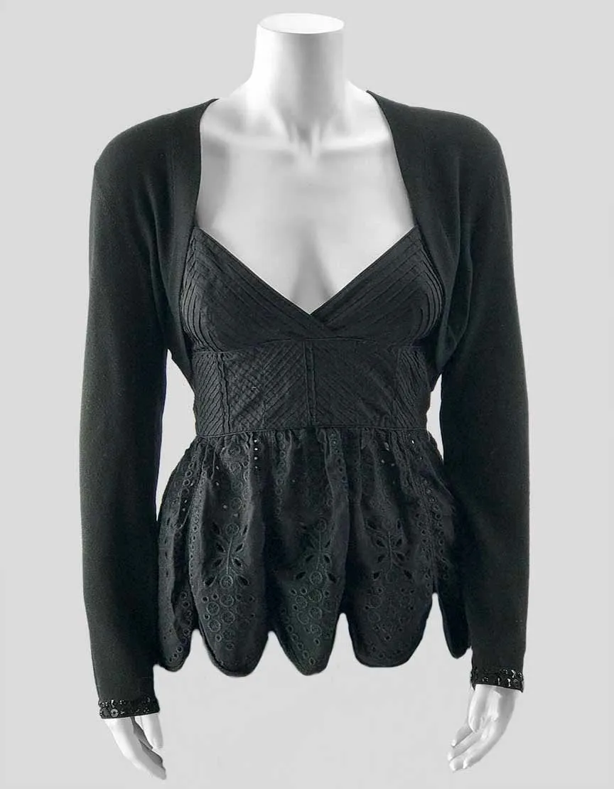 Akris Punto Black Wool Shrug Size 10 US