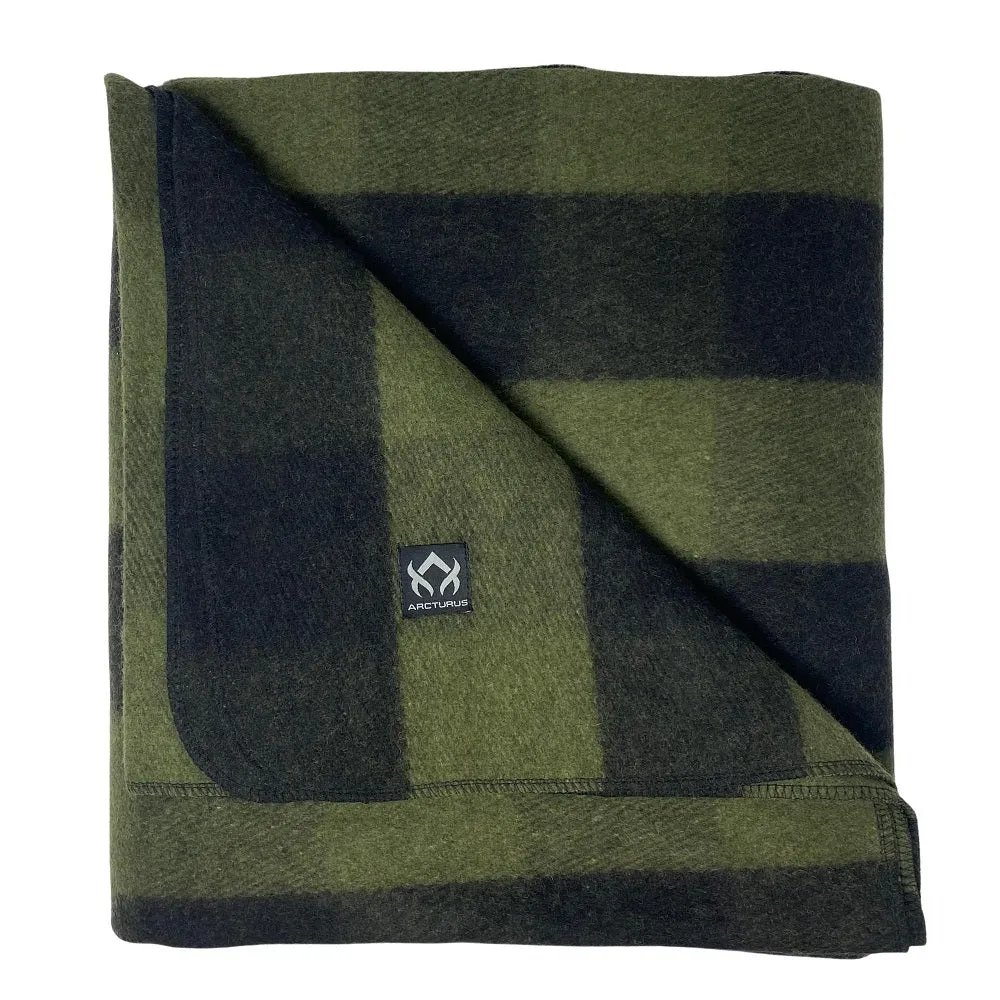 Arcturus Backwoods Wool Blanket - Green Buffalo Plaid