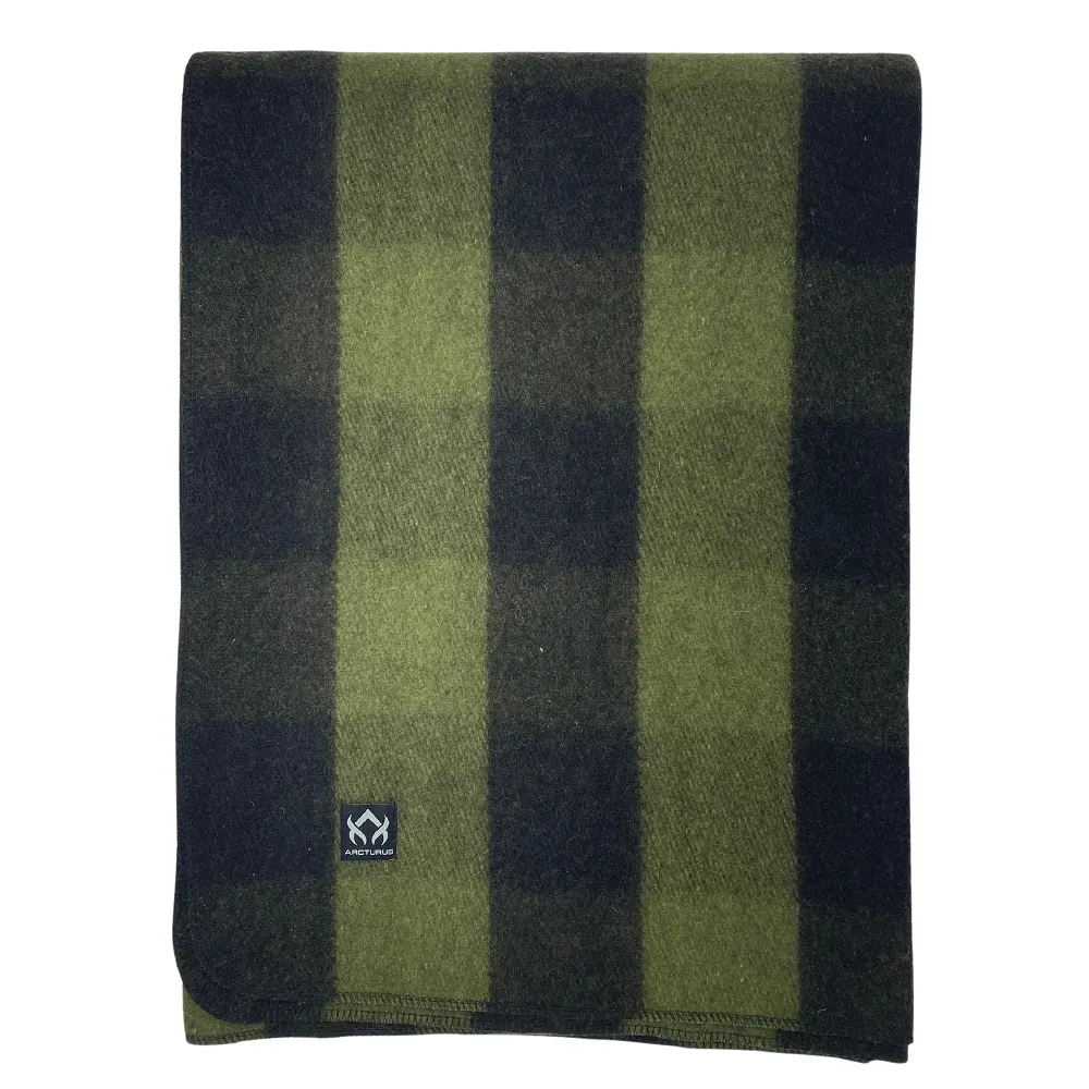 Arcturus Backwoods Wool Blanket - Green Buffalo Plaid