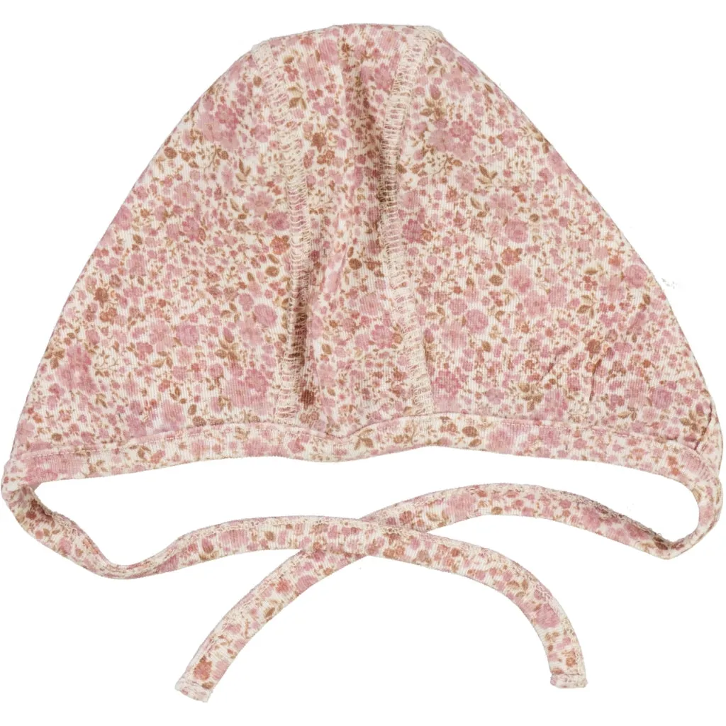 Baby Rib Cap Wool - ivory flowers