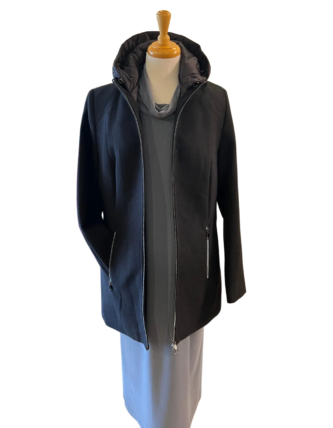 BARBARA LEBEK  Car Coat with Detachable Hood