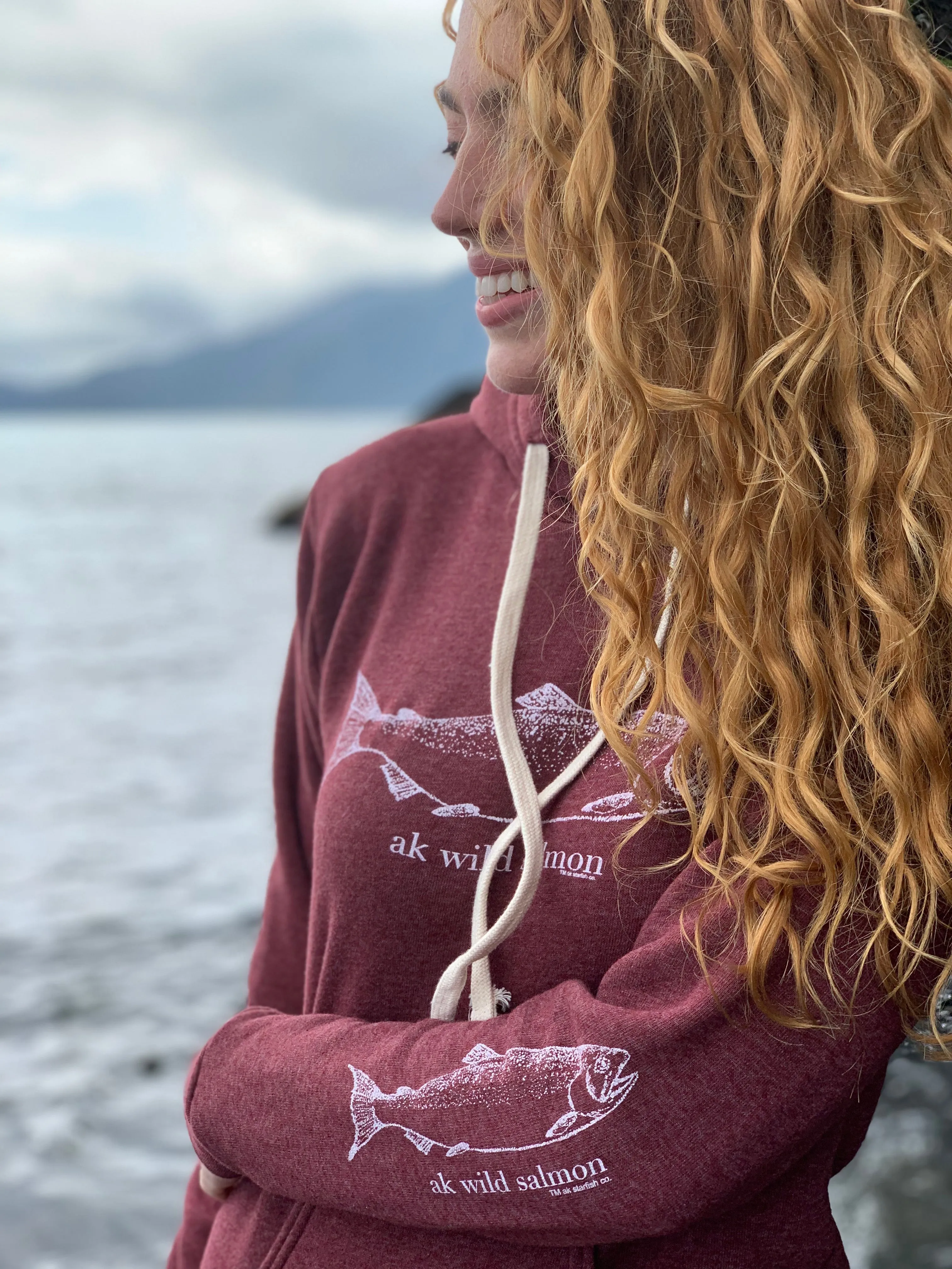 Beach Rose AK Wild Salmon Triblend Pullover Hoody