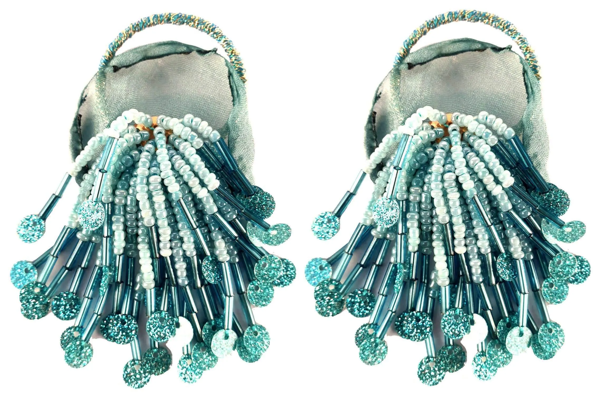 Beaded Tassel with Net Design Artificial Imitation Fashion Dangler Earrings for Girls Women