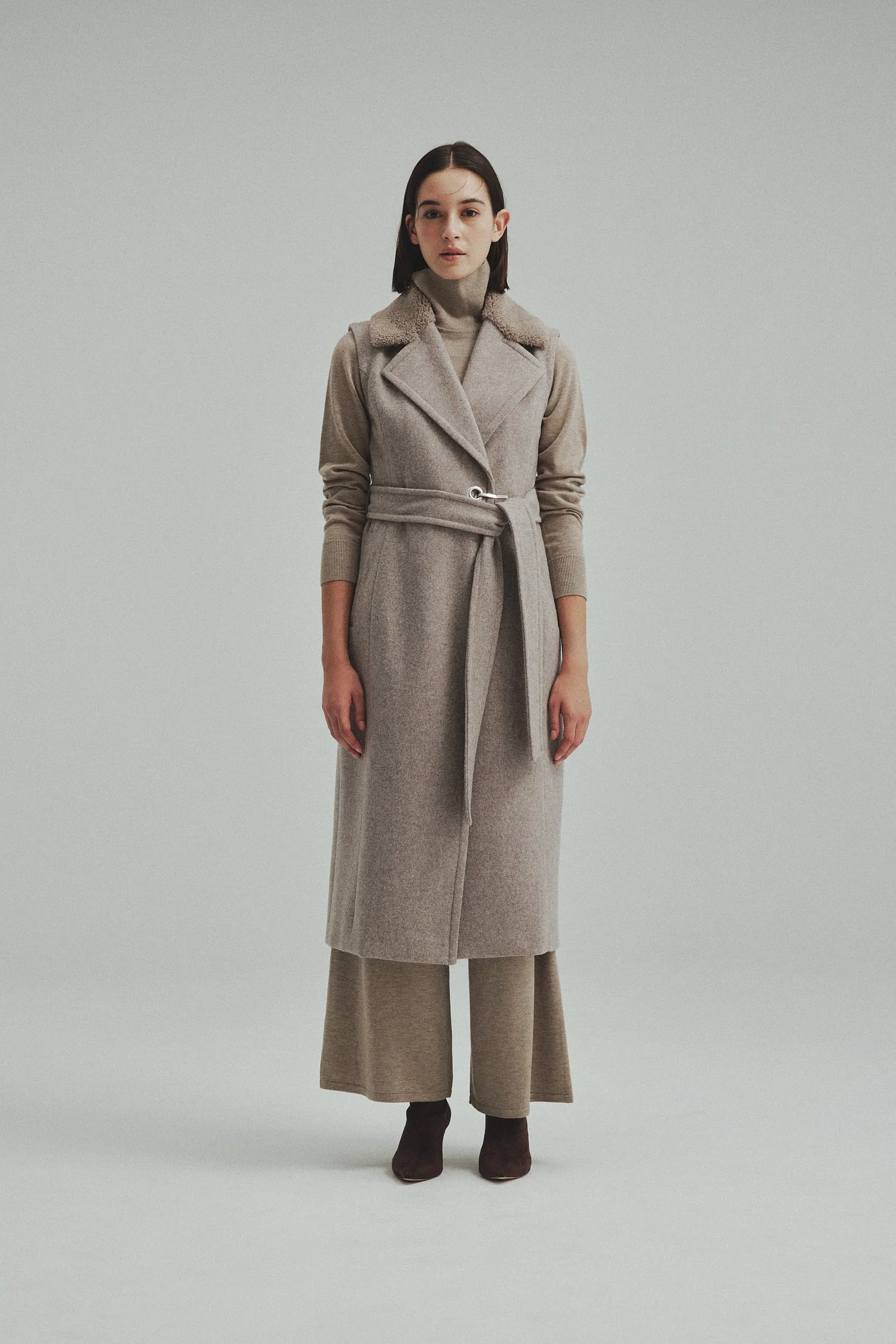 Belted Wool long gilet