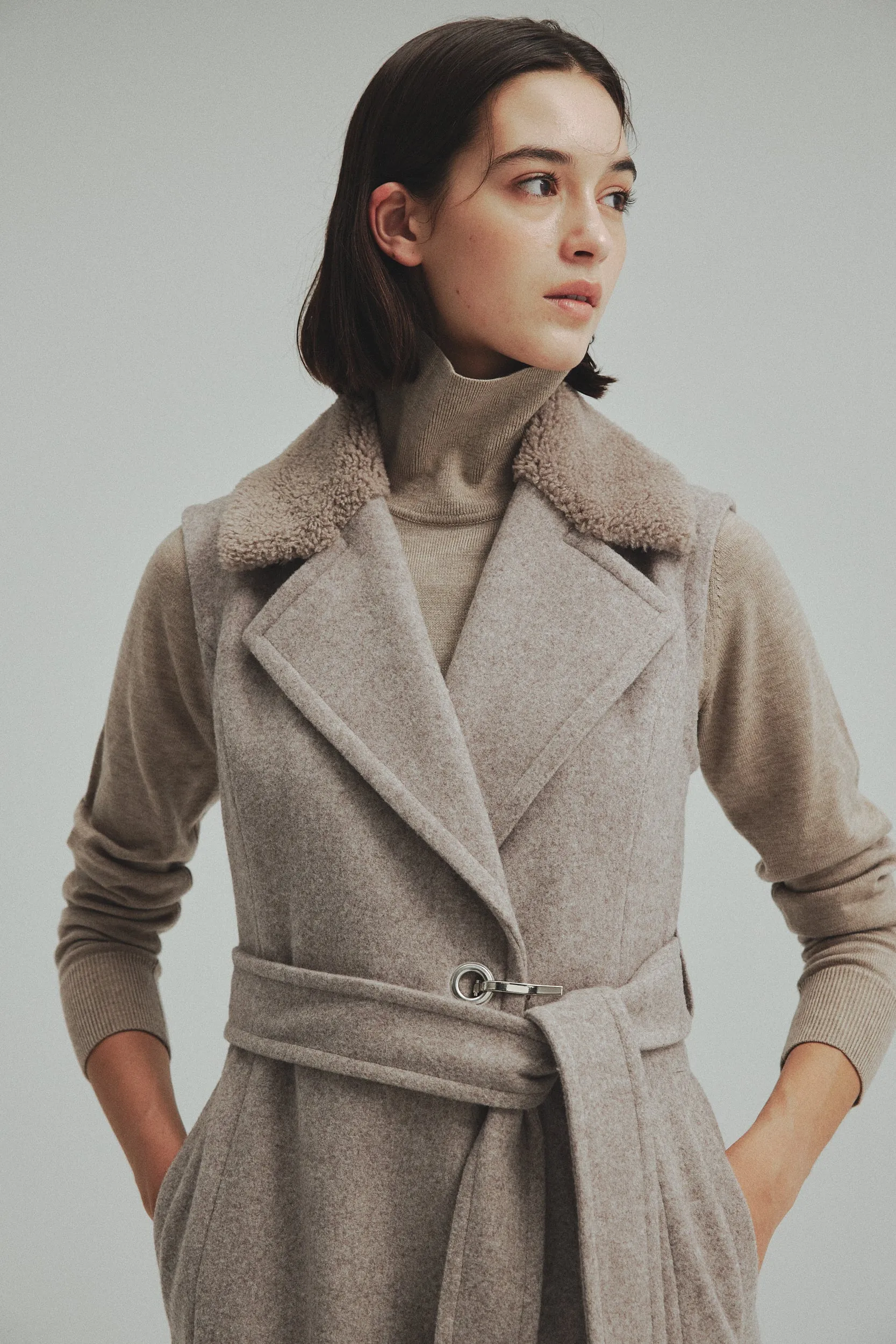 Belted Wool long gilet