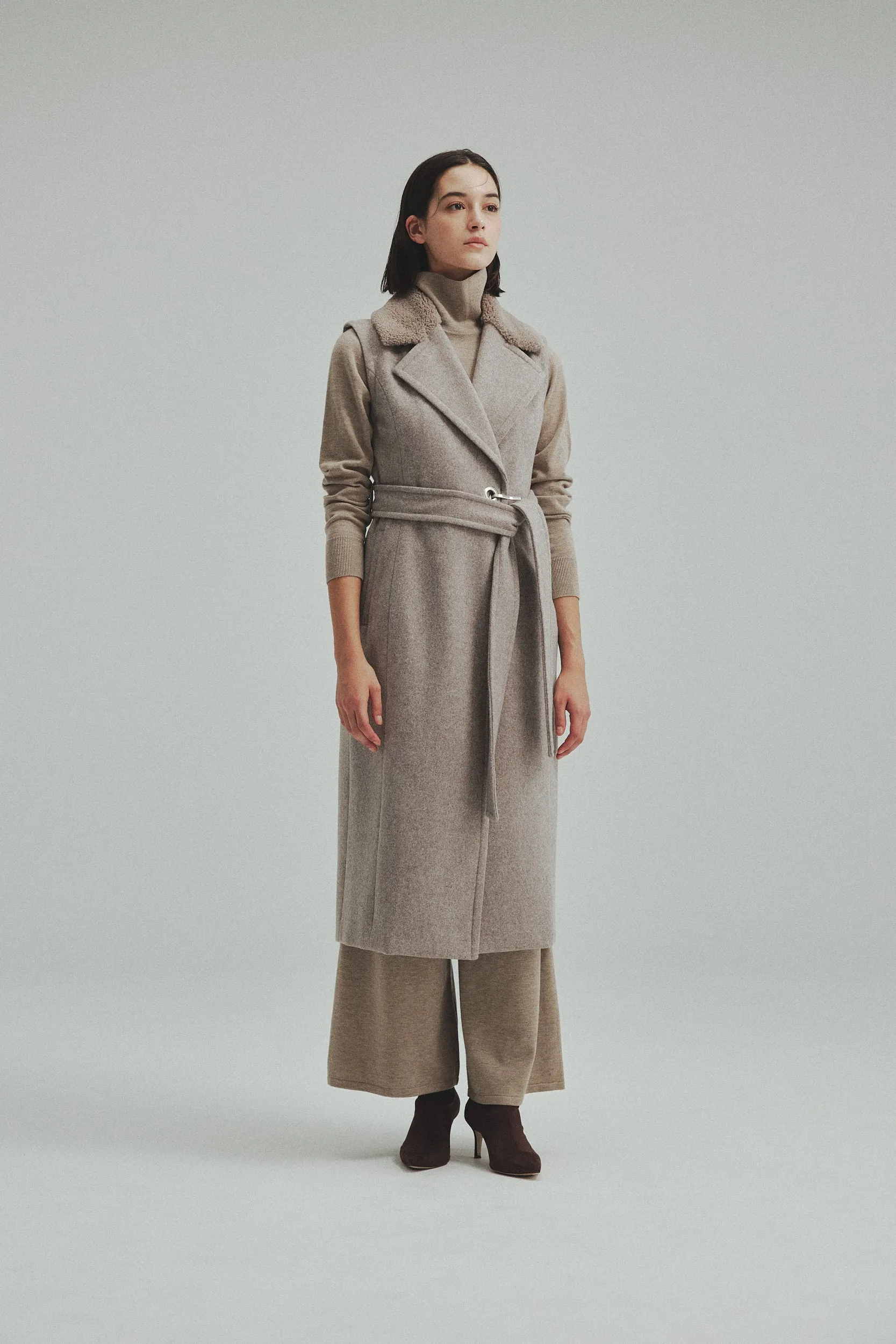 Belted Wool long gilet