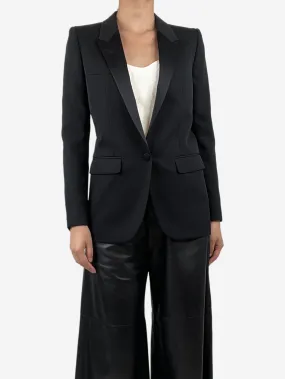 Black single-buttoned wool blazer - size UK 8