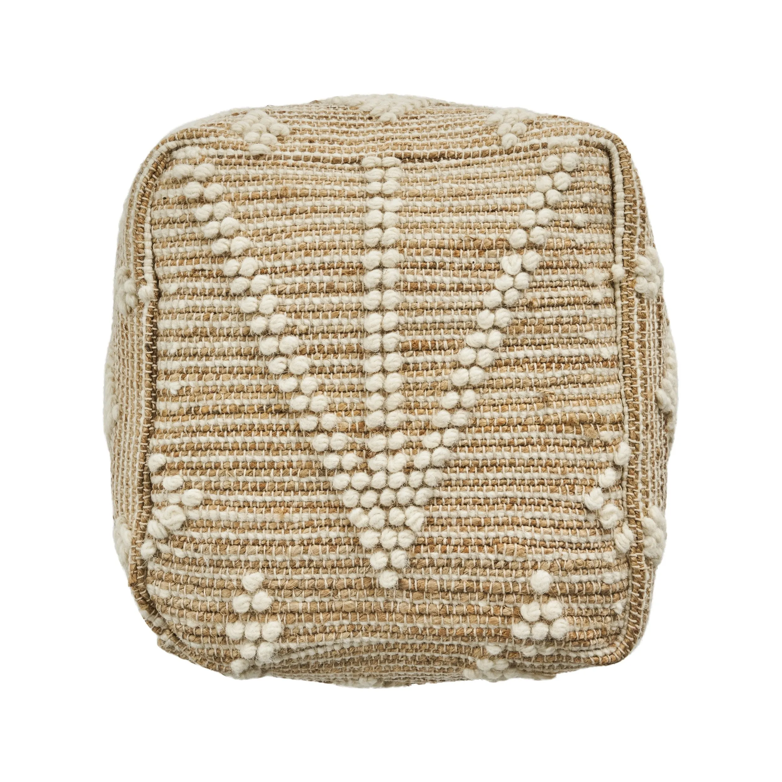 Boho Wool and Cotton Ottoman Pouf - NH603903