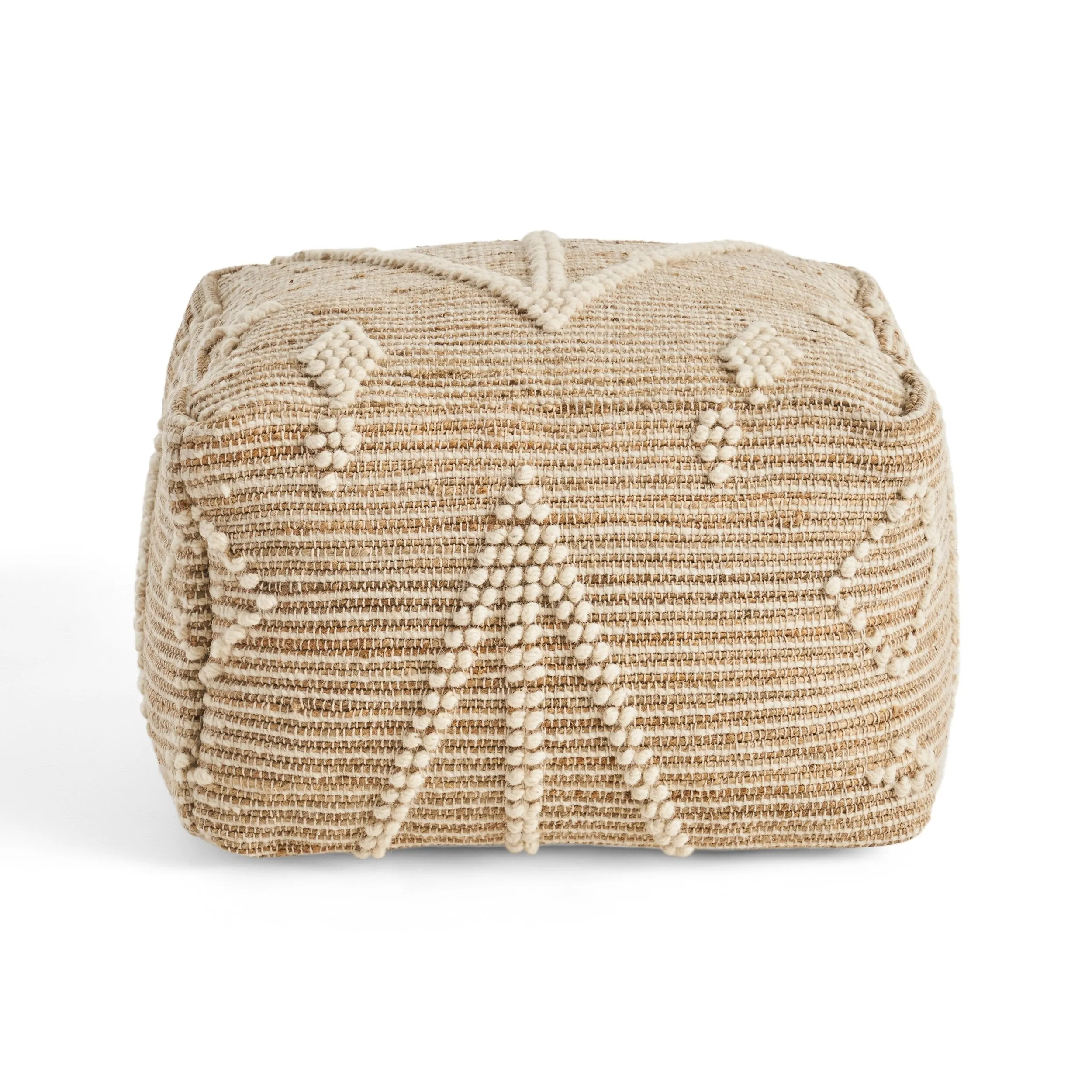 Boho Wool and Cotton Ottoman Pouf - NH603903