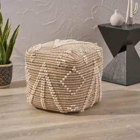 Boho Wool and Cotton Ottoman Pouf - NH603903