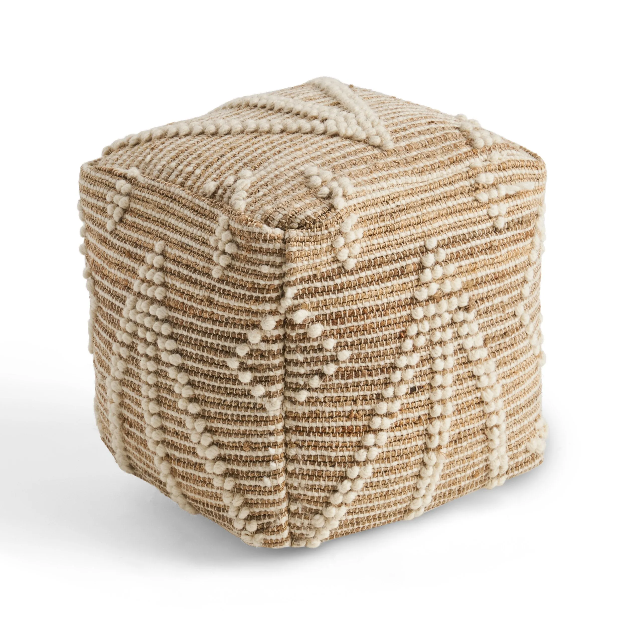 Boho Wool and Cotton Ottoman Pouf - NH603903