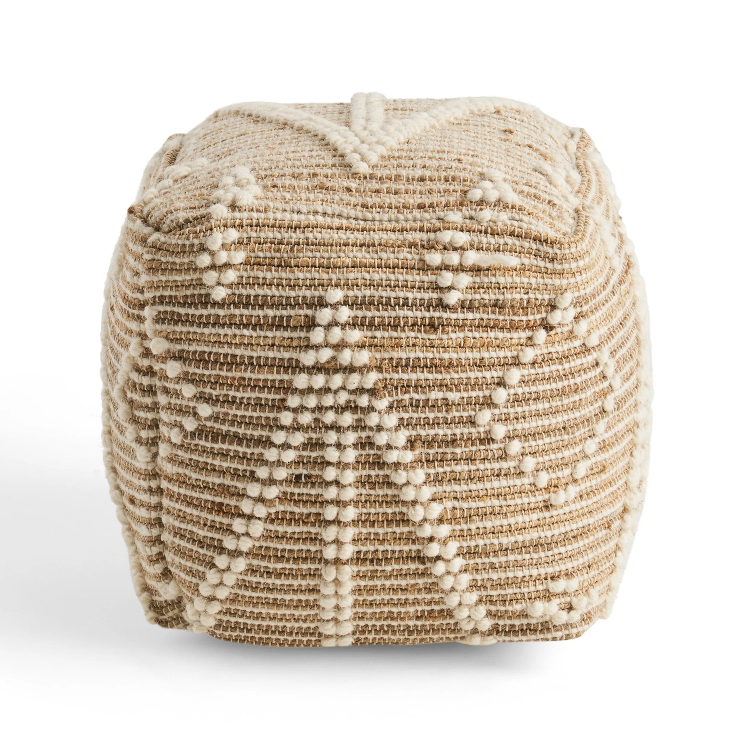 Boho Wool and Cotton Ottoman Pouf - NH603903