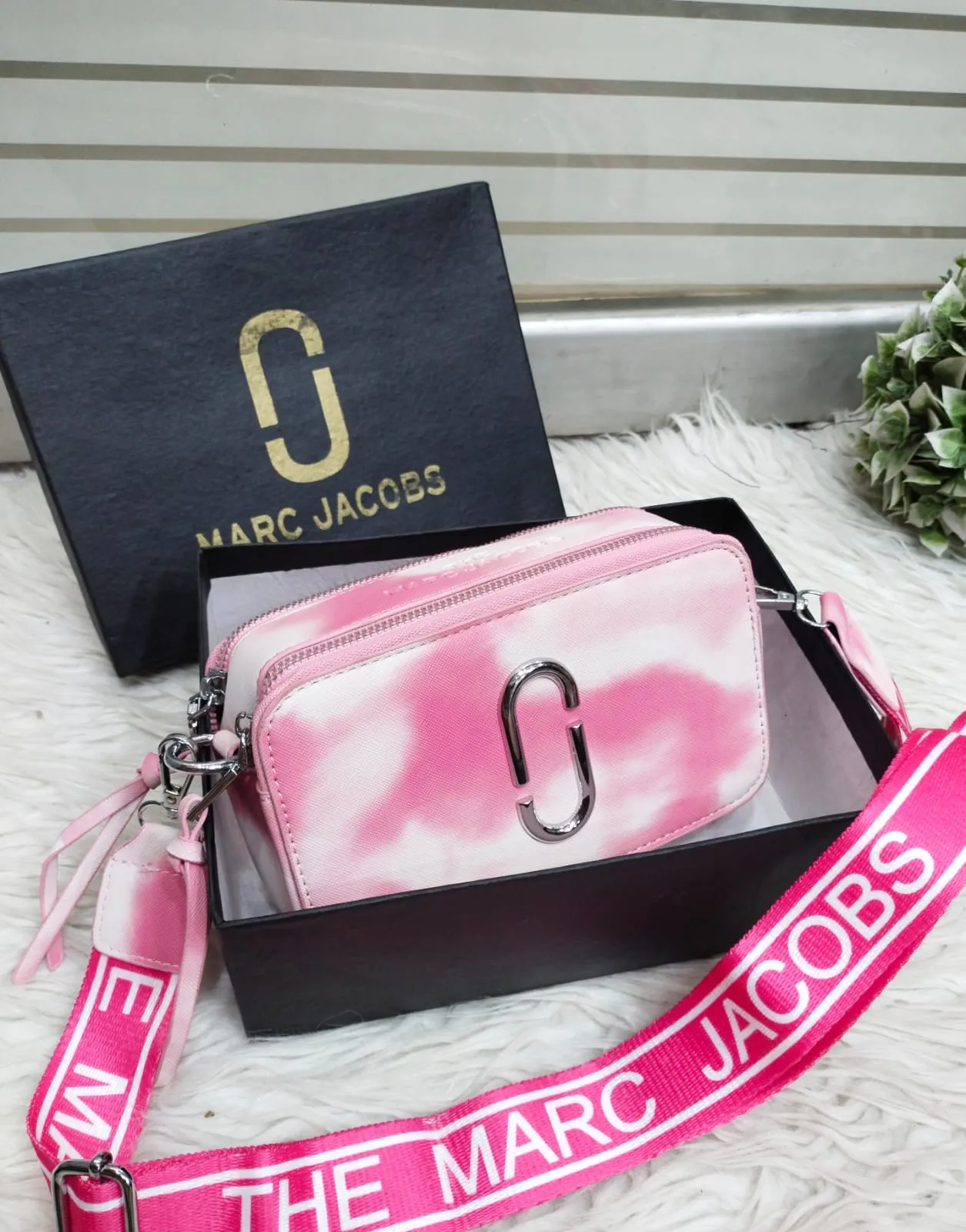 Branded Crossbody Women Bag MARC JACOBS With Box (White/Pink)