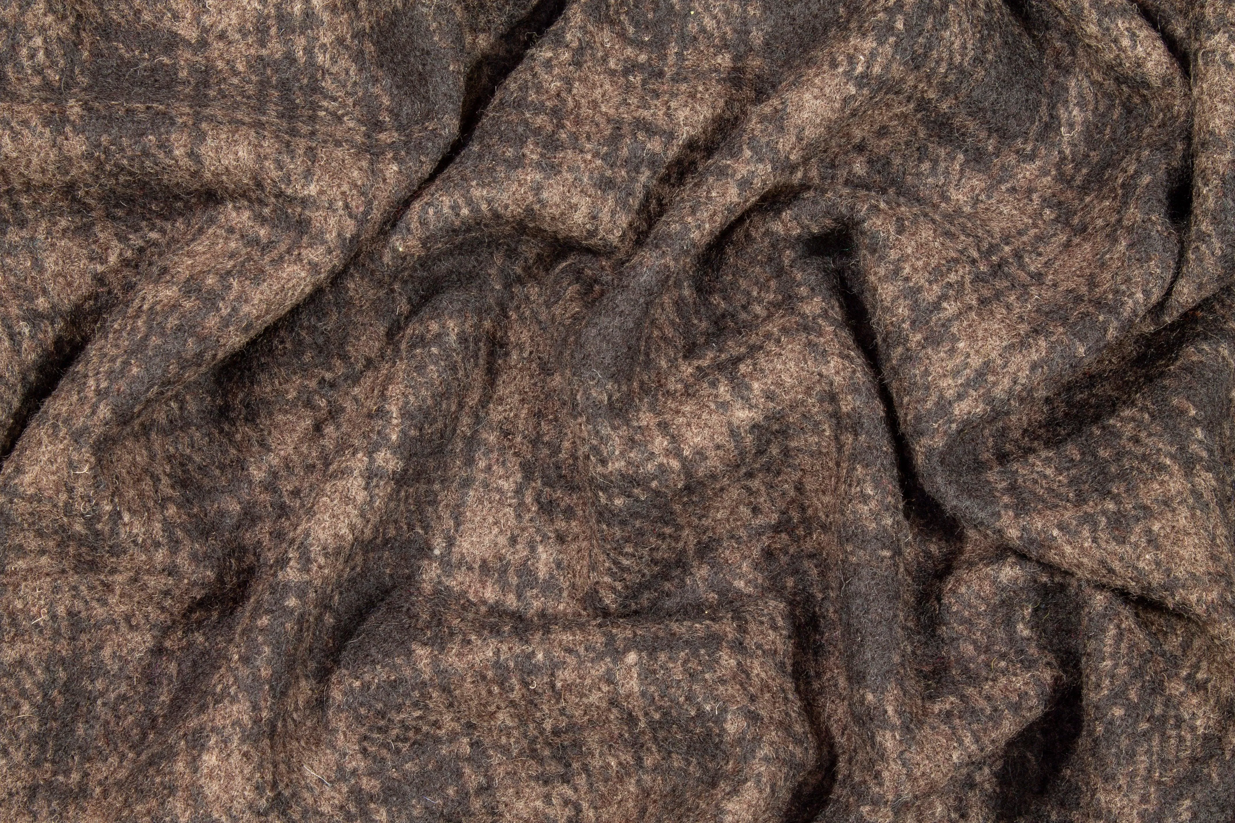 Brown Plaid Italian Wool Coating