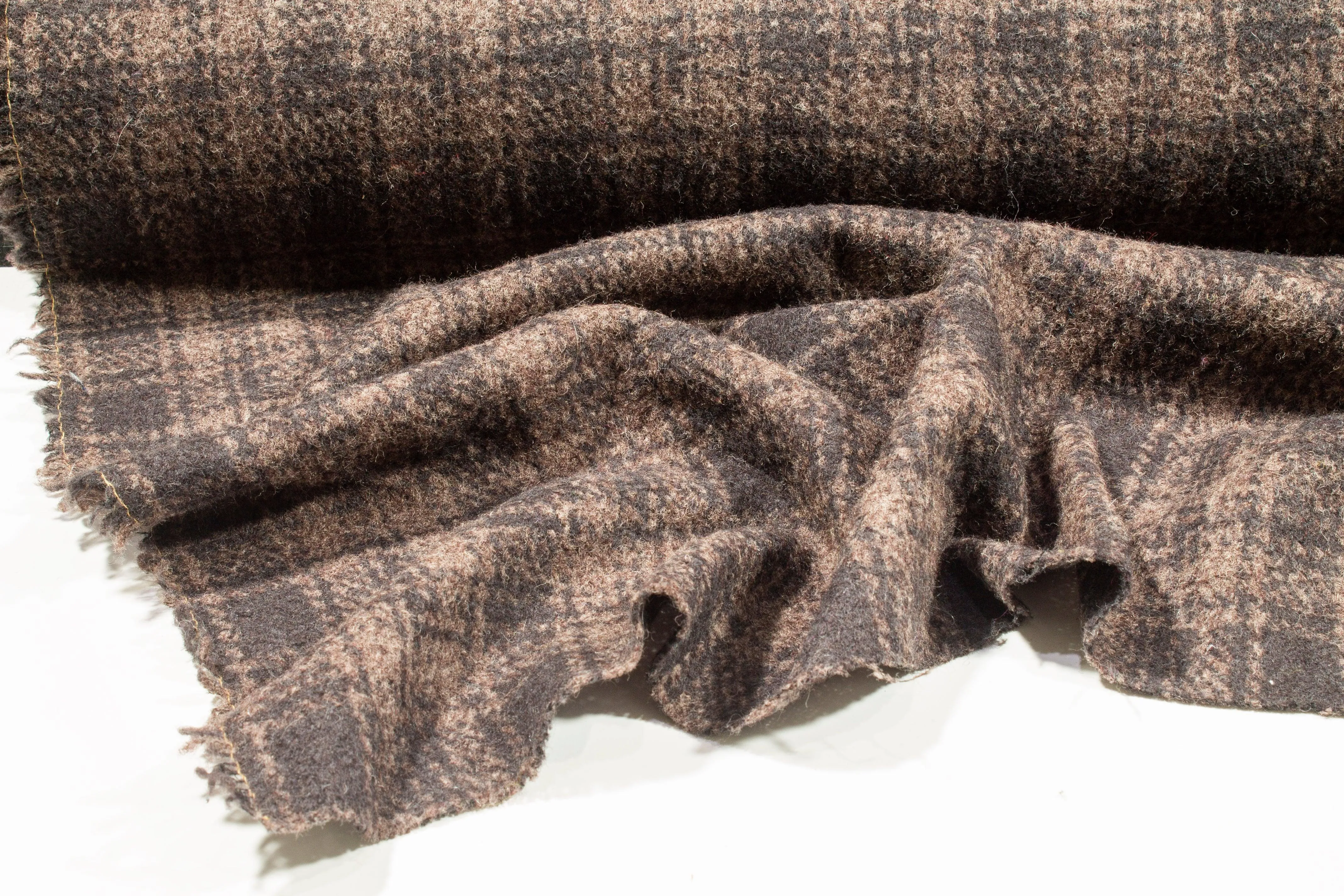 Brown Plaid Italian Wool Coating