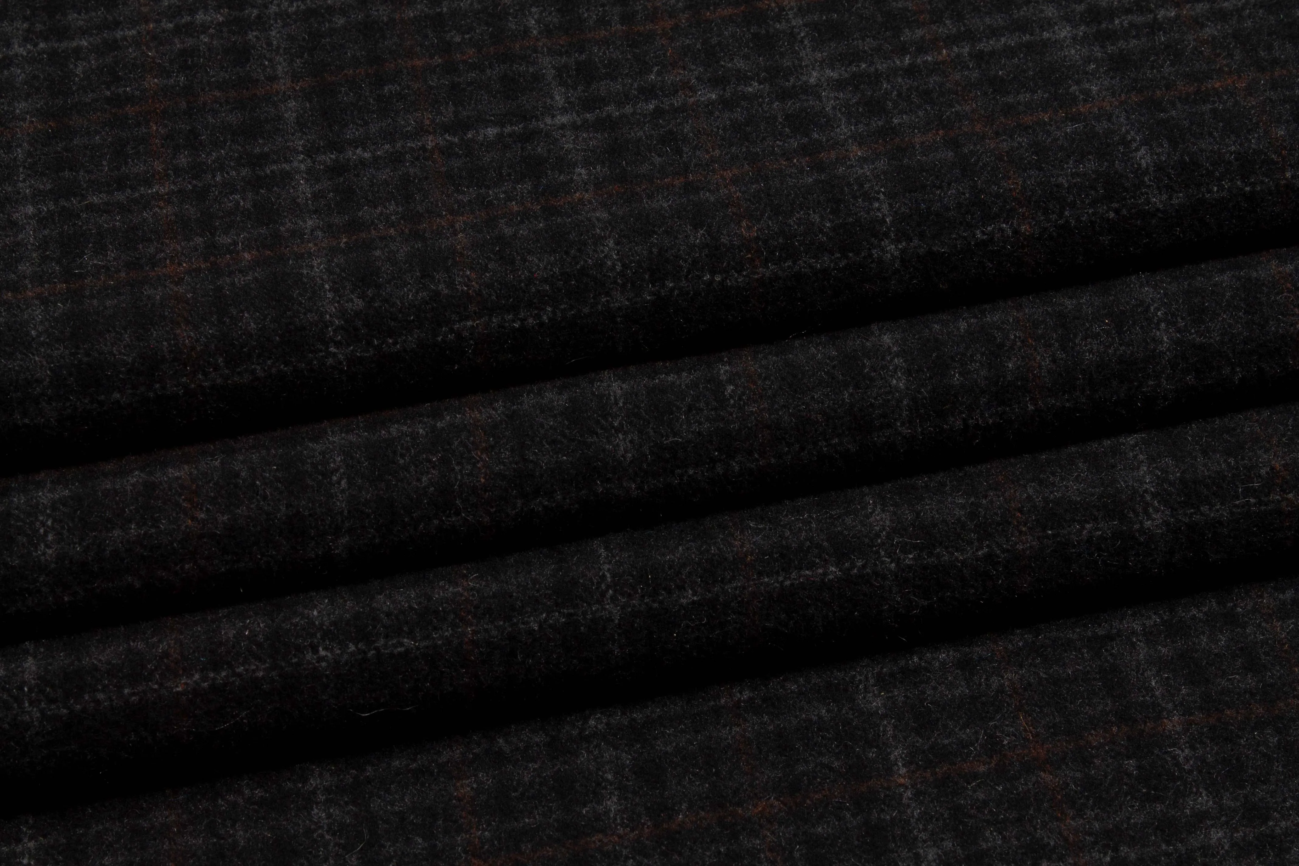 Charcoal Gray Plaid Wool Coating