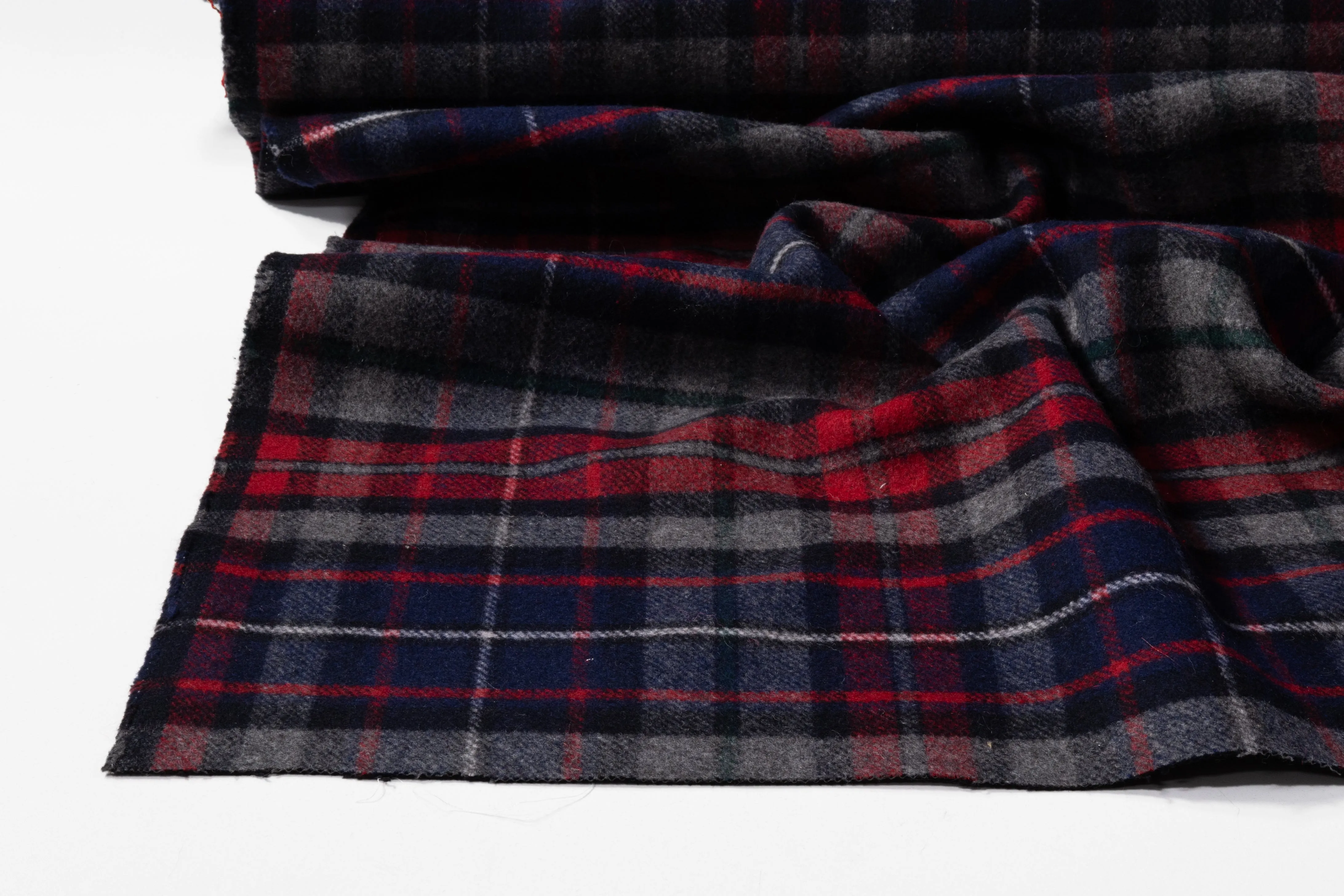 Checked Italian Poly Wool Coating - Navy / Red / Gray